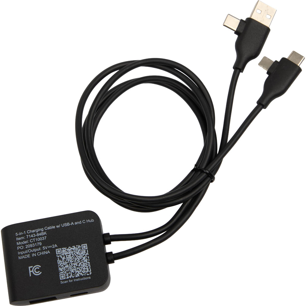 5-in-1 Charging Cable Set with USB Hub - Black - Bark