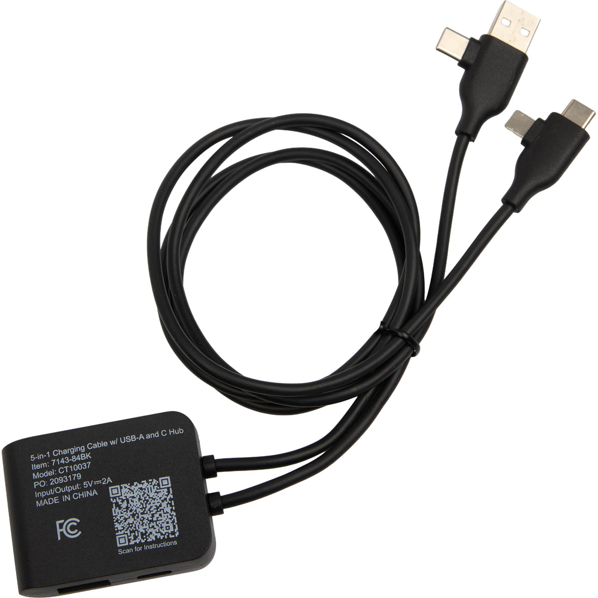 5-in-1 Charging Cable Set with USB Hub - Black - Bark