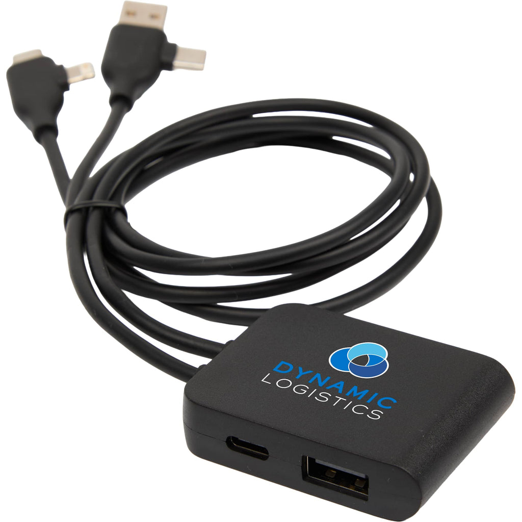 5-in-1 Charging Cable Set with USB Hub - Black - Detail