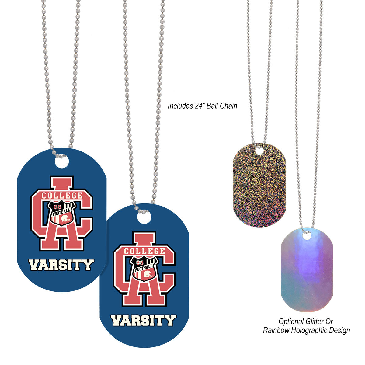 Acrylic Dog Tag on a Chain - Acrylic Dog Tag With Chain