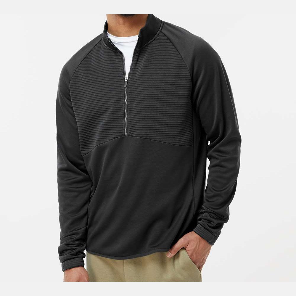 Adidas Men's Performance Quarter-Zip Pullover Full Color - Black - On Model Front