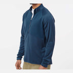 Adidas Men's Performance Quarter-Zip Pullover Full Color - Crew Navy - On Model Side