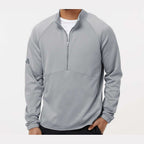 Adidas Men's Performance Quarter-Zip Pullover Full Color - Grey Three - On Model Front