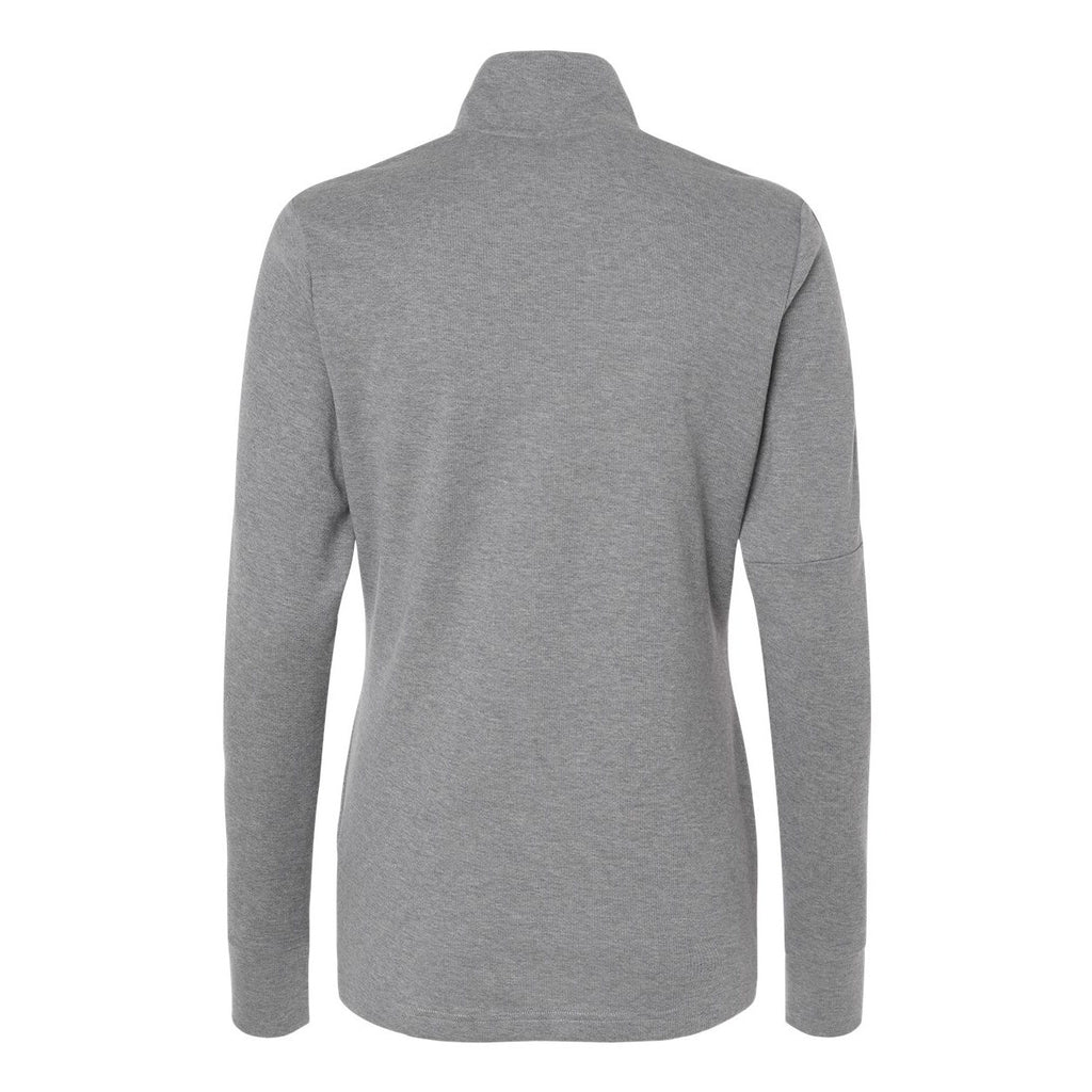 Adidas Women's 3-Stripes Quarter-Zip Sweater Pullover Full Color - Grey Three Melange - Back