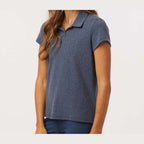 Adidas Women's Blended Polo Full Color - Collegiate Navy Melange - On Model Side