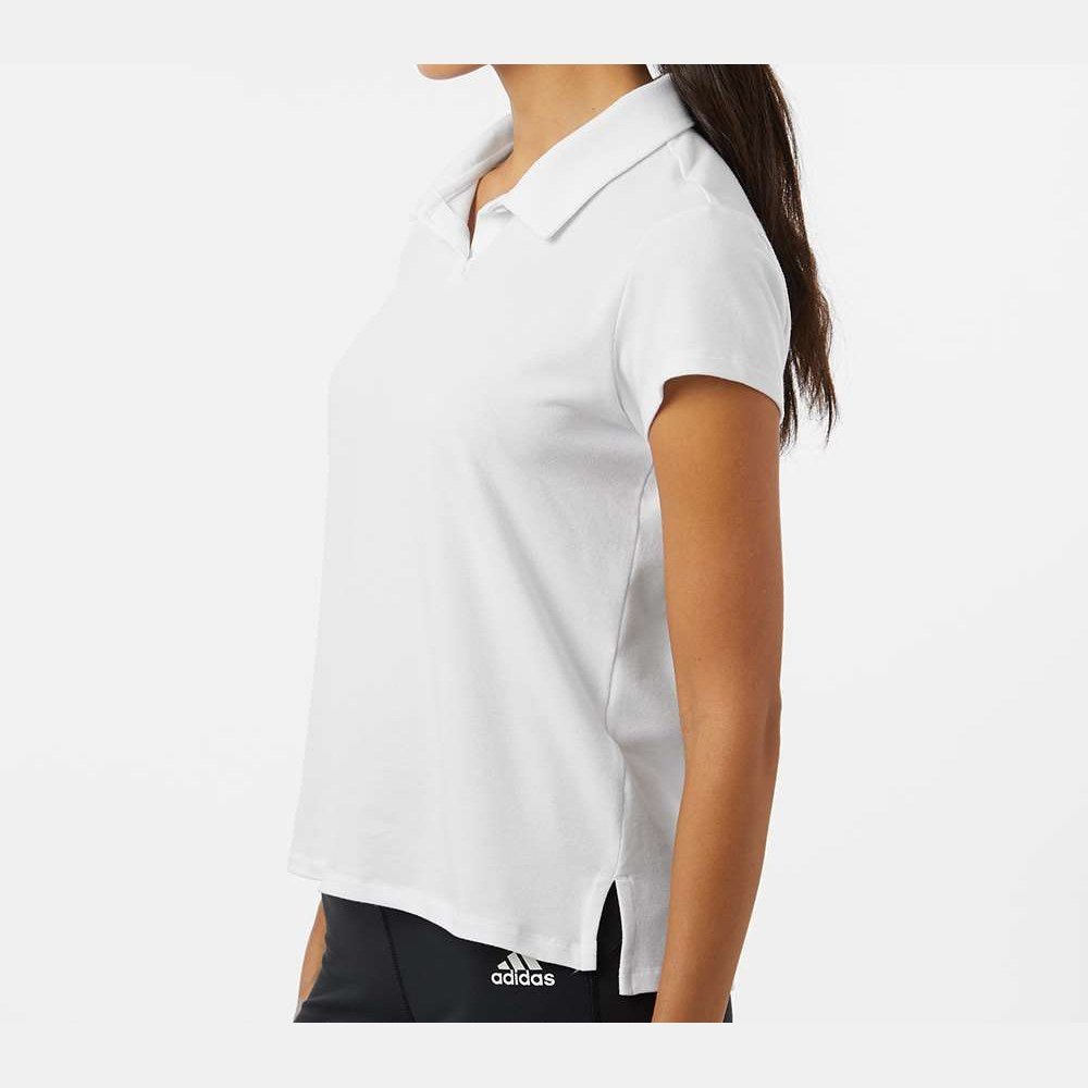 Adidas Women's Blended Polo Full Color - Solid White - On Model Side