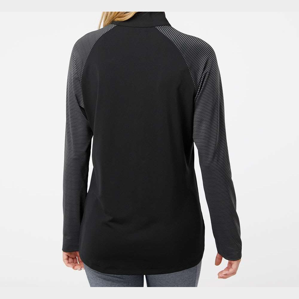 Adidas Women's Ultimate365 Lightweight Raglan Quarter-Zip Pullover Full Color - Black - On Model Back