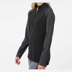 Adidas Women's Ultimate365 Lightweight Raglan Quarter-Zip Pullover Full Color - Black - On Model Side