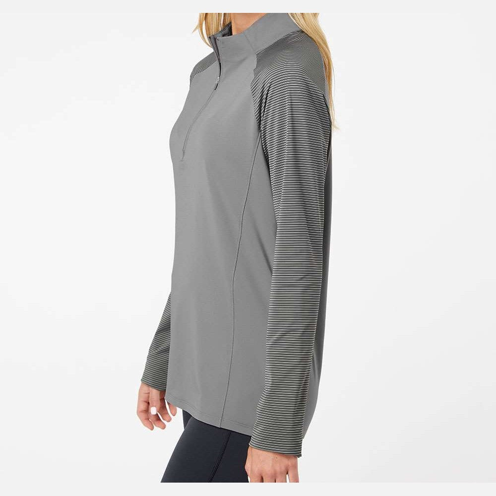 Adidas Women's Ultimate365 Lightweight Raglan Quarter-Zip Pullover Full Color - Grey Three - On Model Side