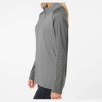 Adidas Women's Ultimate365 Lightweight Raglan Quarter-Zip Pullover Full Color - Grey Three - On Model Side