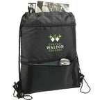 Adventure Drawstring Bag with Insulated Pocket Full Color - Black - Right Angle
