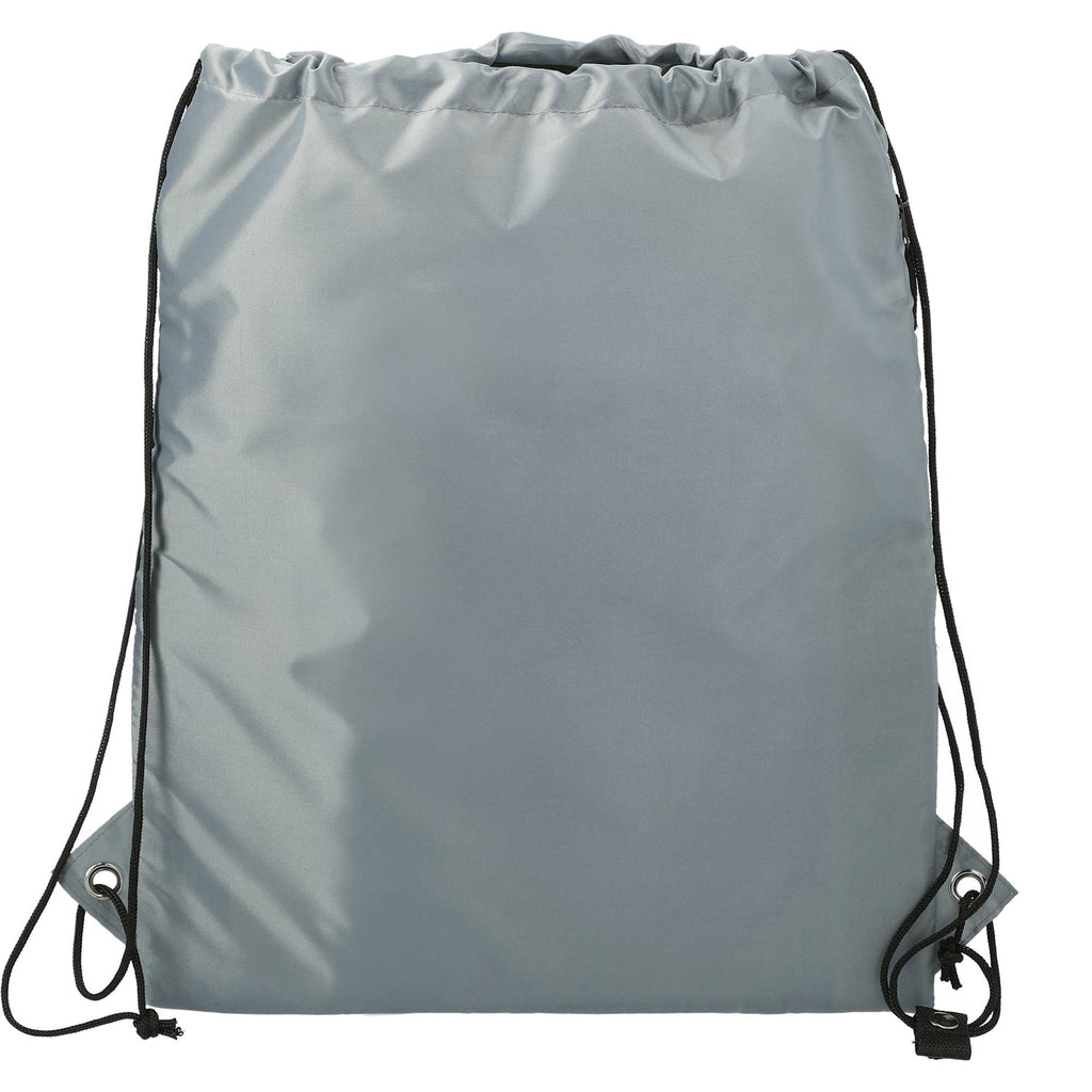 Adventure Drawstring Bag with Insulated Pocket Full Color - Gray - Back