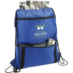 Adventure Drawstring Bag with Insulated Pocket Full Color - Royal - Right Angle