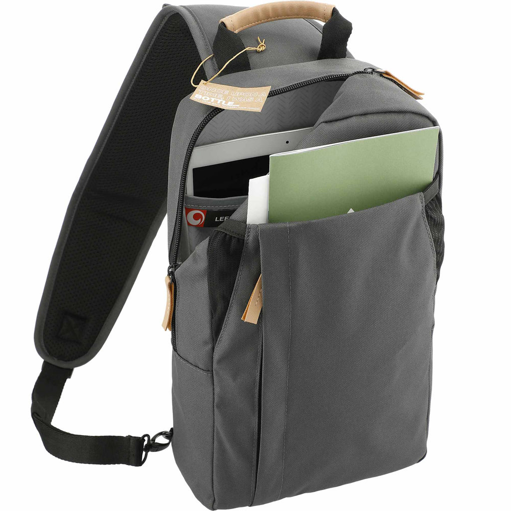 Aft Recycled Sling Bag with Strap Pocket Embroidery - Charcoal - Right Angle 6