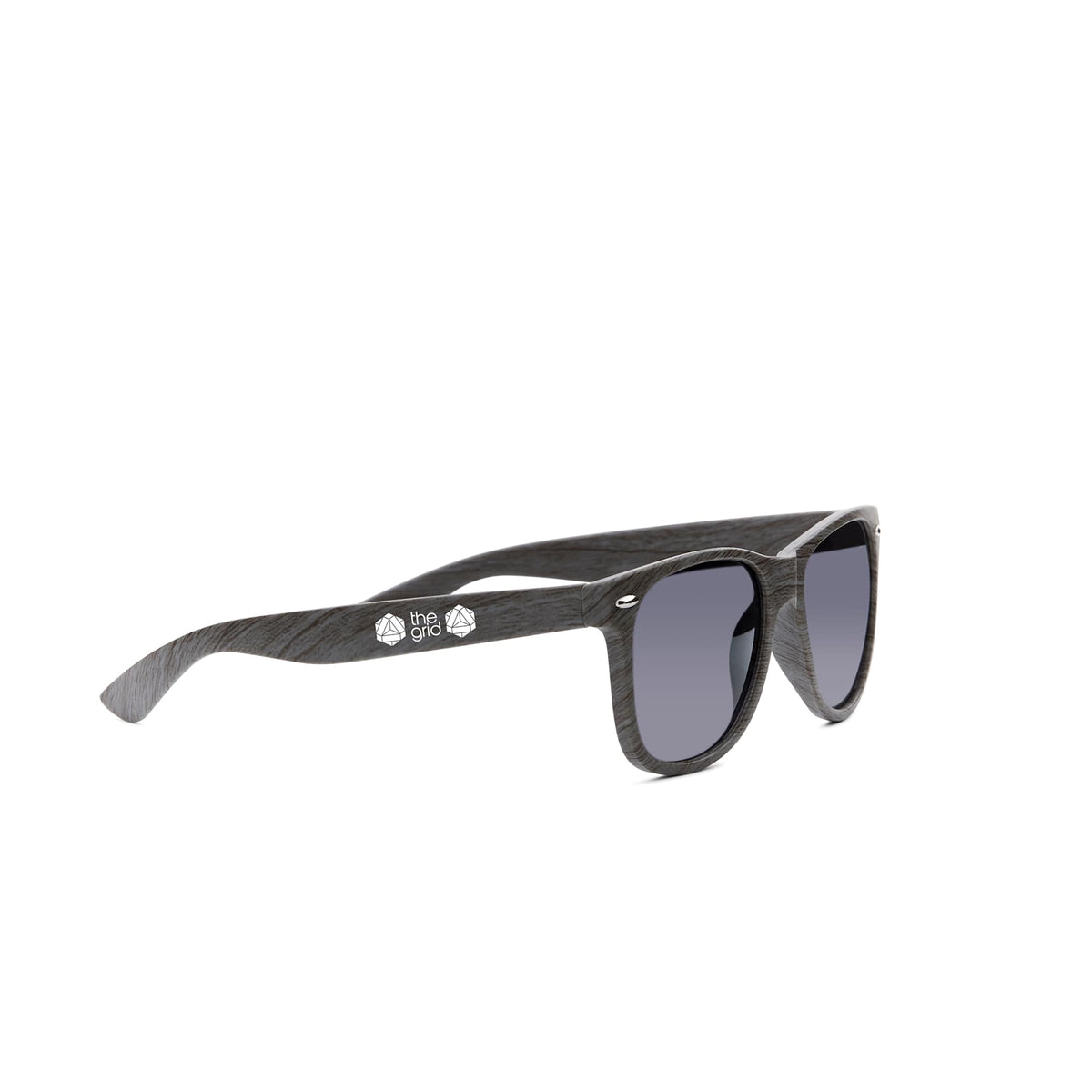 Allen Folding Sunglasses with Wood Look Frame - Dark Gray - Front