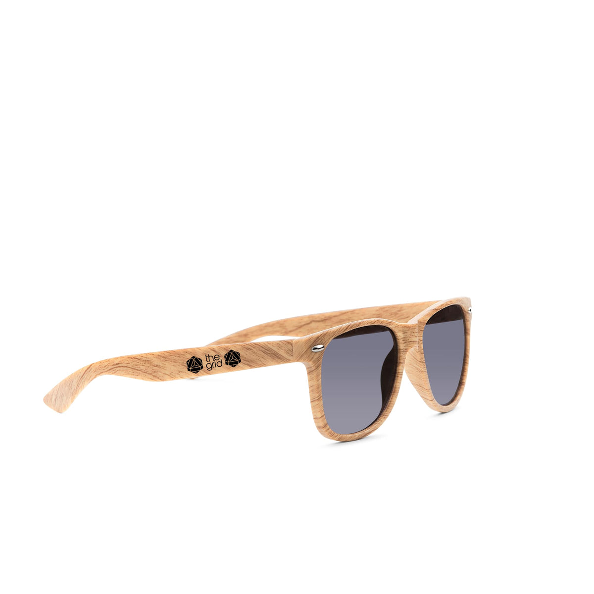 Allen Folding Sunglasses with Wood Look Frame - Natural - Front