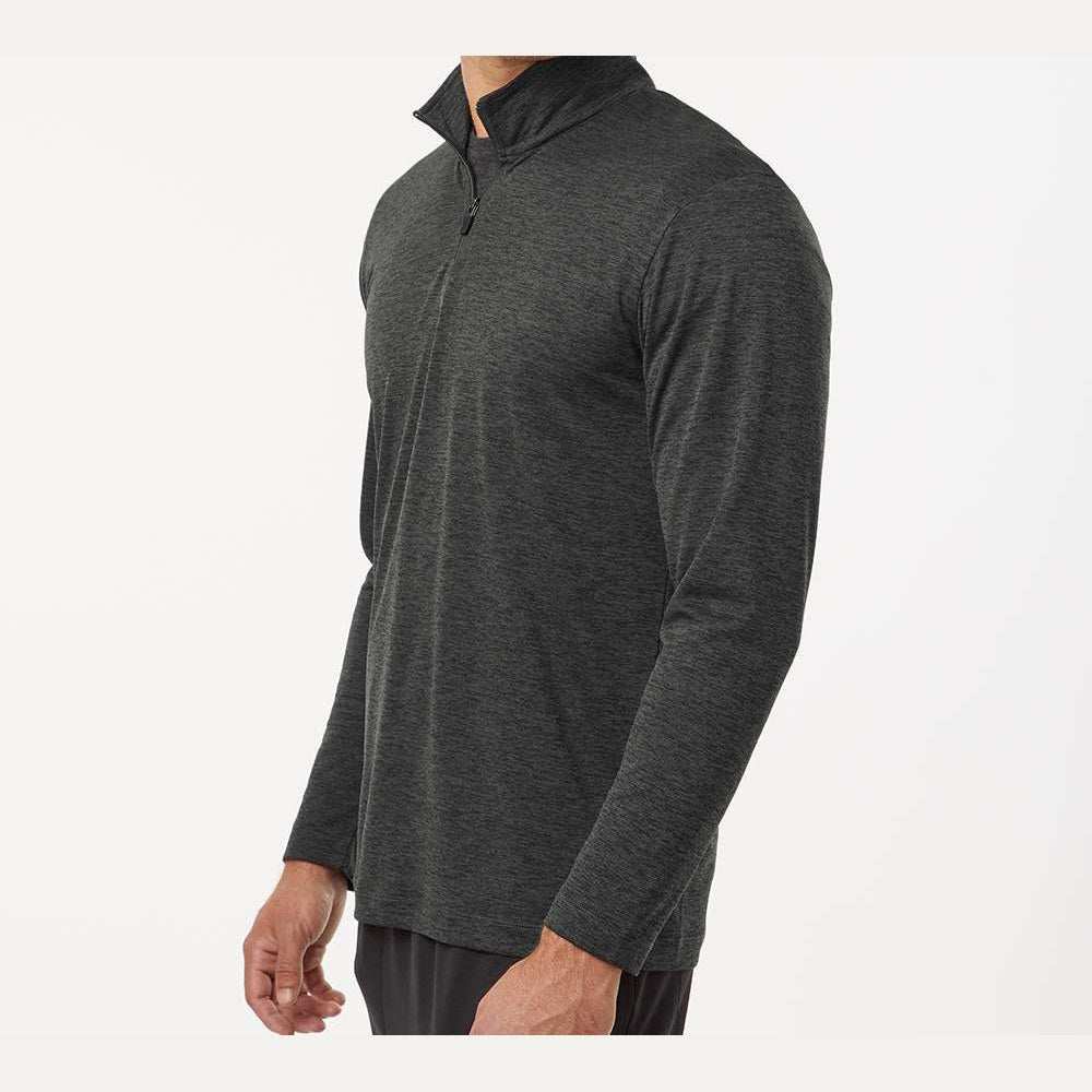 AllPro Men's Pro-Lock Performance Mélange Quarter-Zip Pullover Full Color - Black Melange - On Model Side