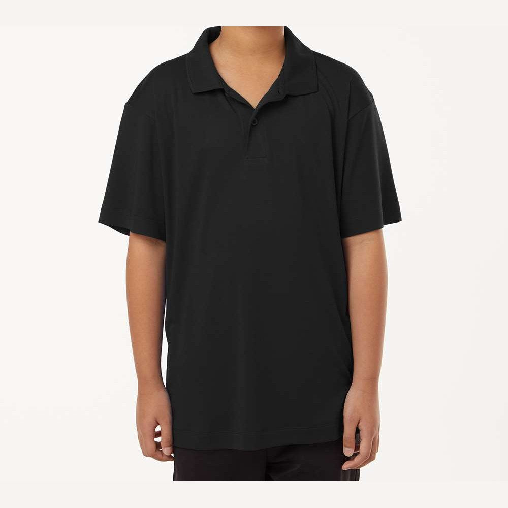 AllPro Youth Pro-Lock Performance Polo Full Color - Black - On Model Front