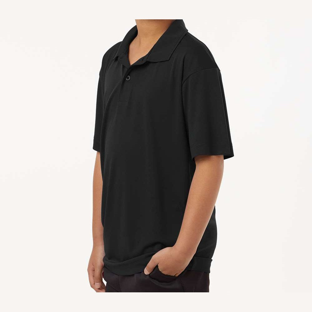AllPro Youth Pro-Lock Performance Polo Full Color - Black - On Model Side