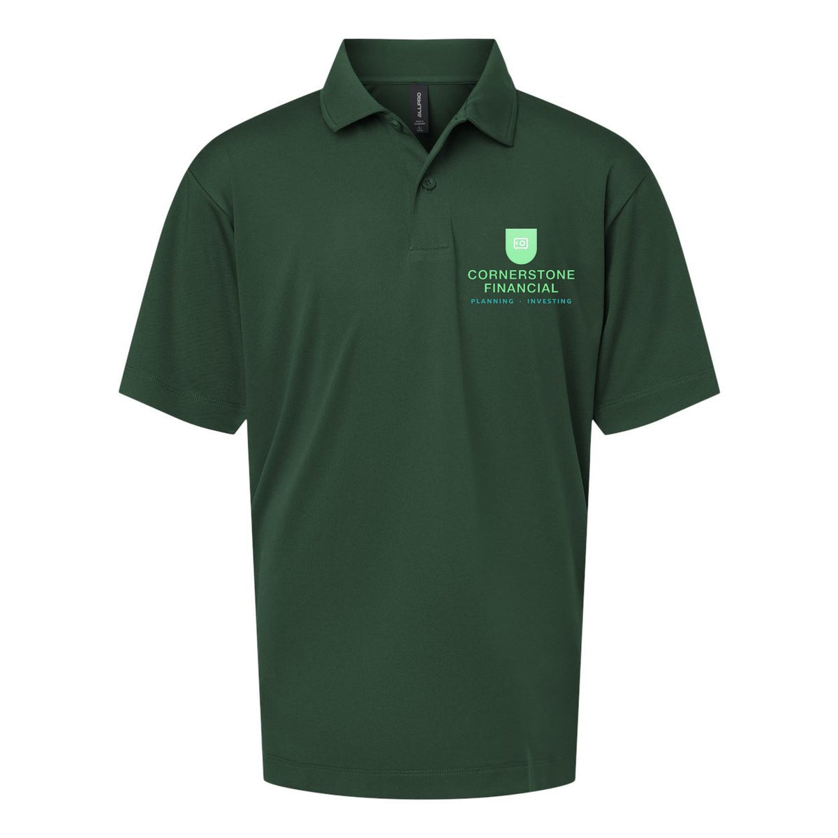 AllPro Youth Pro-Lock Performance Polo Full Color - Forest Green - Front