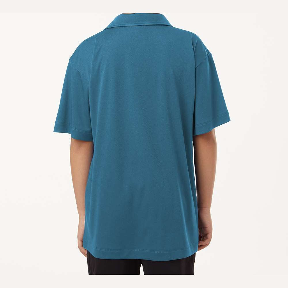AllPro Youth Pro-Lock Performance Polo Full Color - Pacific Blue - On Model Back