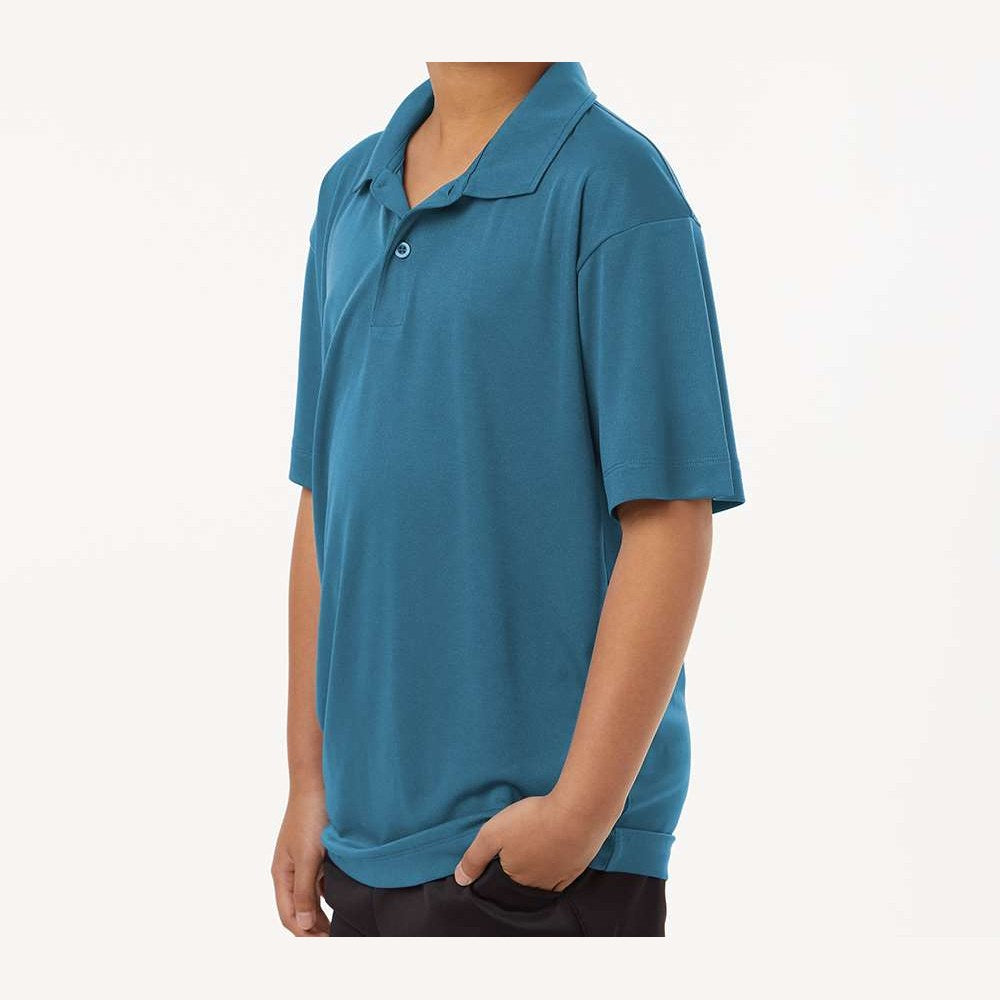 AllPro Youth Pro-Lock Performance Polo Full Color - Pacific Blue - On Model Side