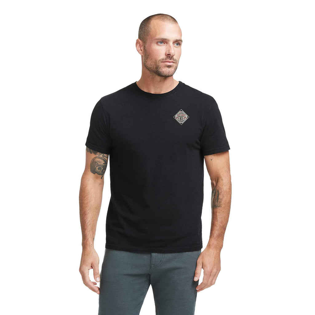 American Giant Classic Cotton Crew Tee for Men Embroidery - Black - Front On Model 3