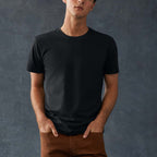 American Giant Classic Cotton Crew Tee for Men Embroidery - Black - Front On Model 5