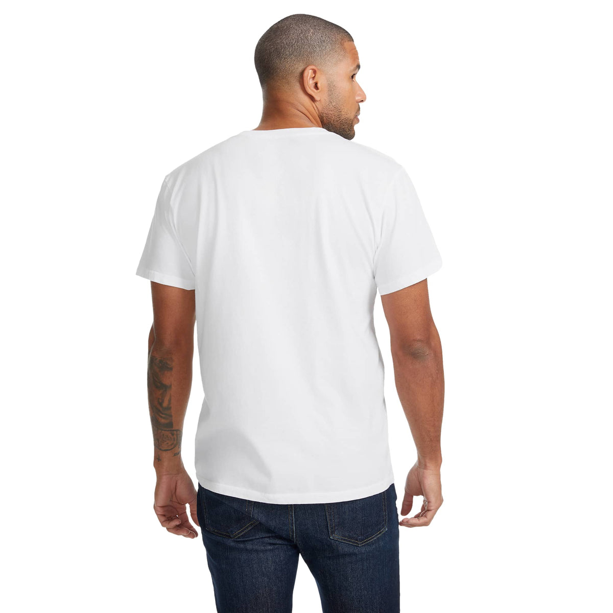 American Giant Classic Cotton Crew Tee for Men Embroidery - White - Back On Model 2