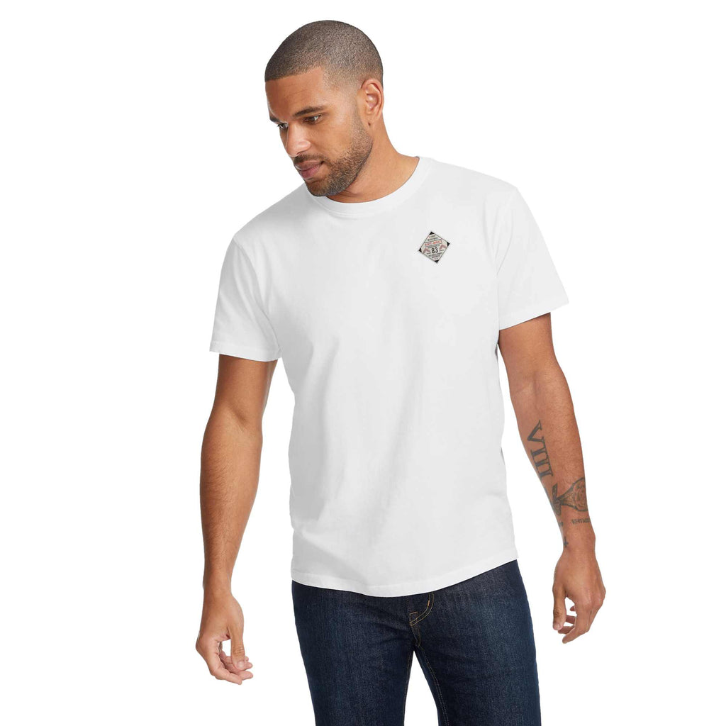 American Giant Classic Cotton Crew Tee for Men Embroidery - White - Front On Model 2