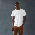 American Giant Classic Cotton Crew Tee for Men Embroidery - White - Front On Model 4