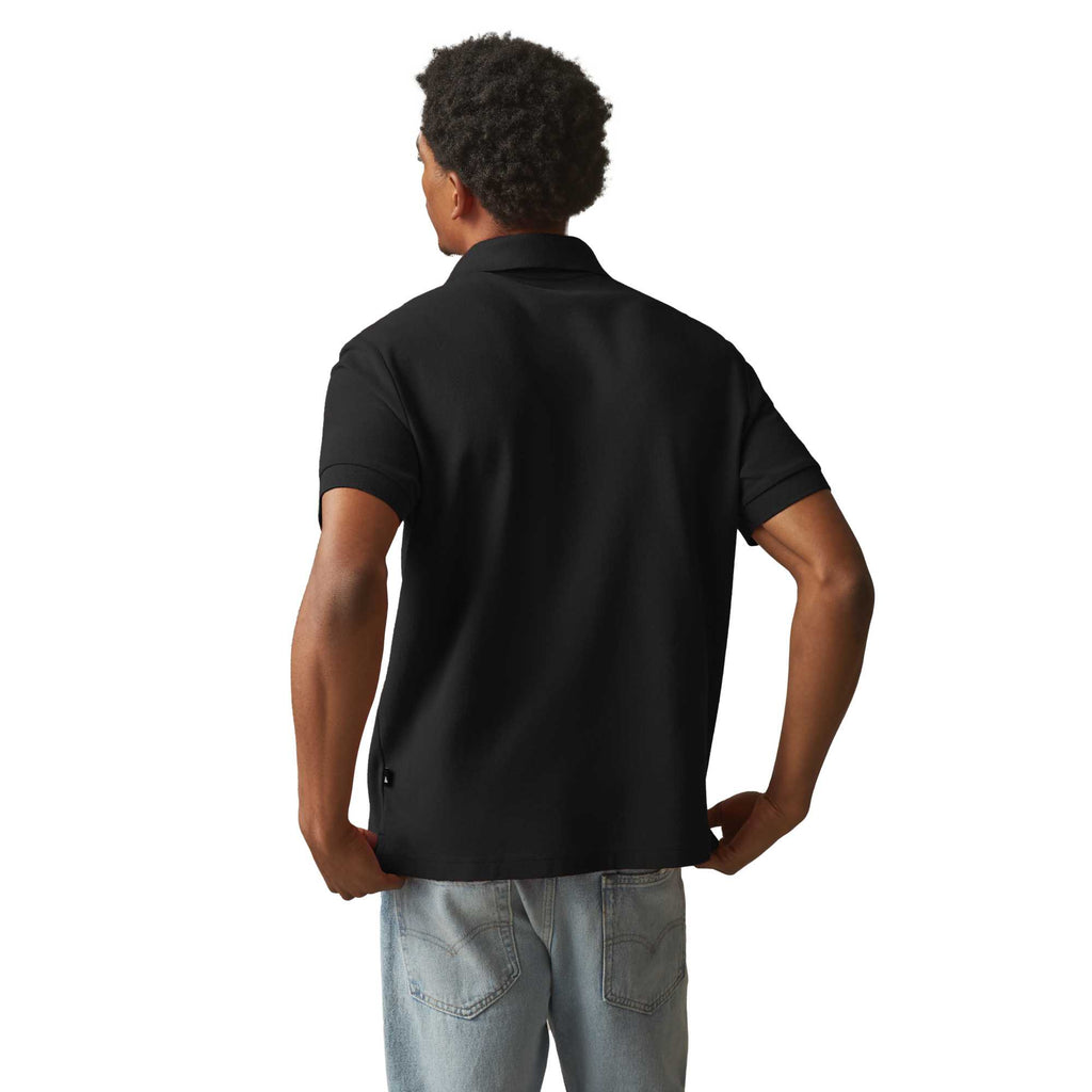 American Giant Classic Cotton Pique Polo for Men Embroidery - Black - On Model Back