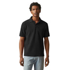 American Giant Classic Cotton Pique Polo for Men Embroidery - Black - On Model Front 2