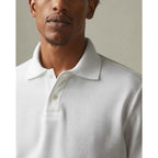 American Giant Classic Cotton Pique Polo for Men Embroidery - White - On Model Detail 2