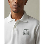 American Giant Classic Cotton Pique Polo for Men Embroidery - White - On Model Detail