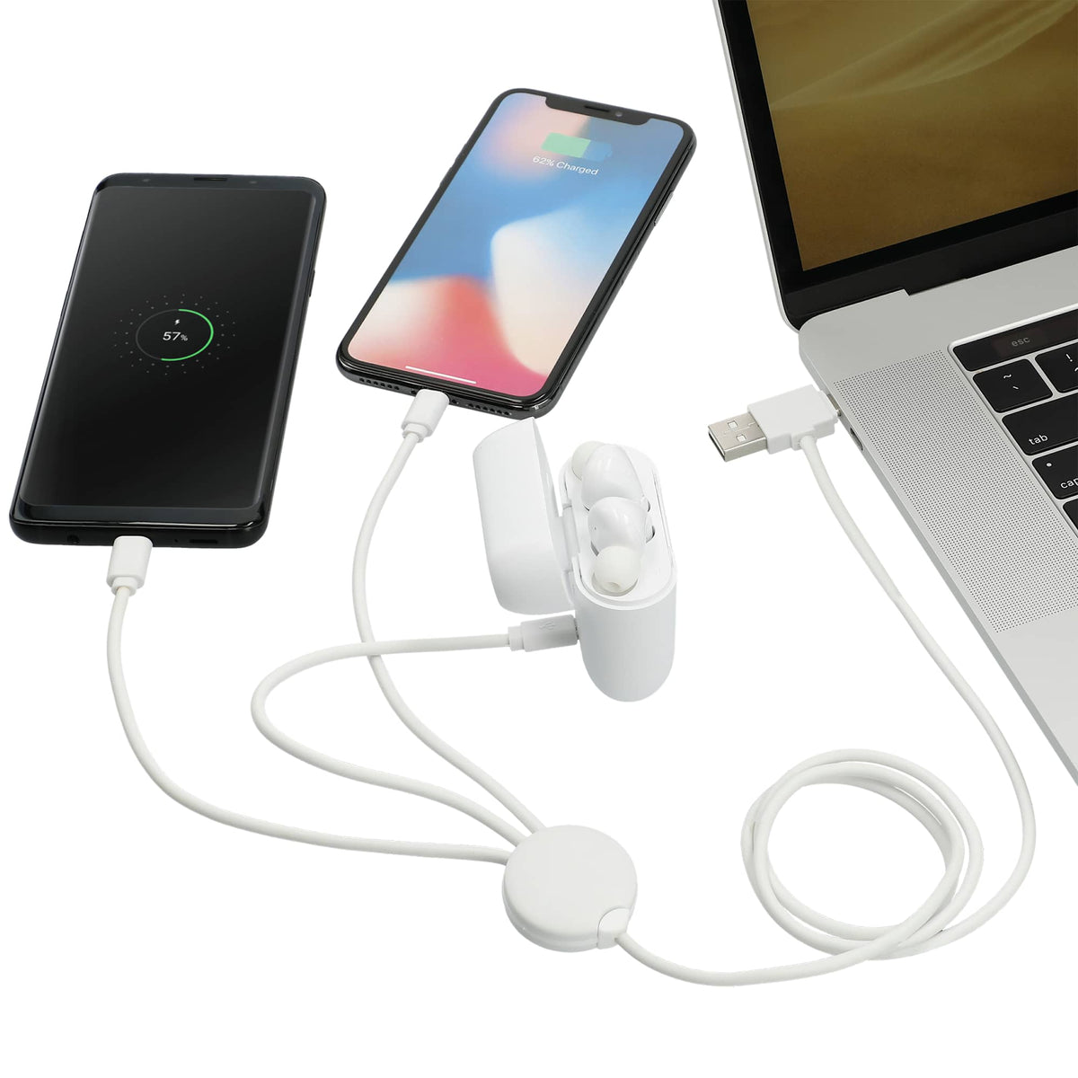 Antimicrobial 5-in-1 Charging Cable, 39 Inch - White - Charging Usb 2