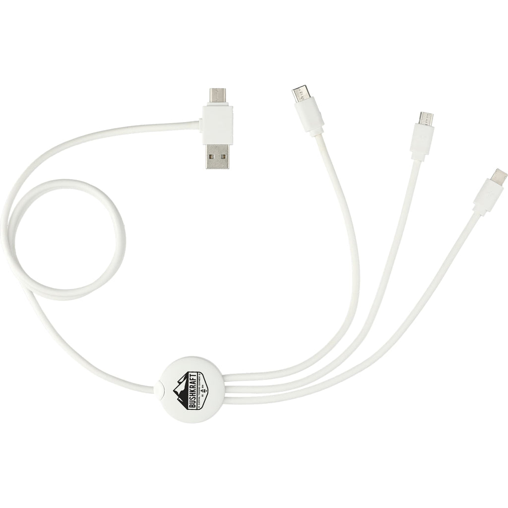 Antimicrobial 5-in-1 Charging Cable, 39 Inch - White - Top