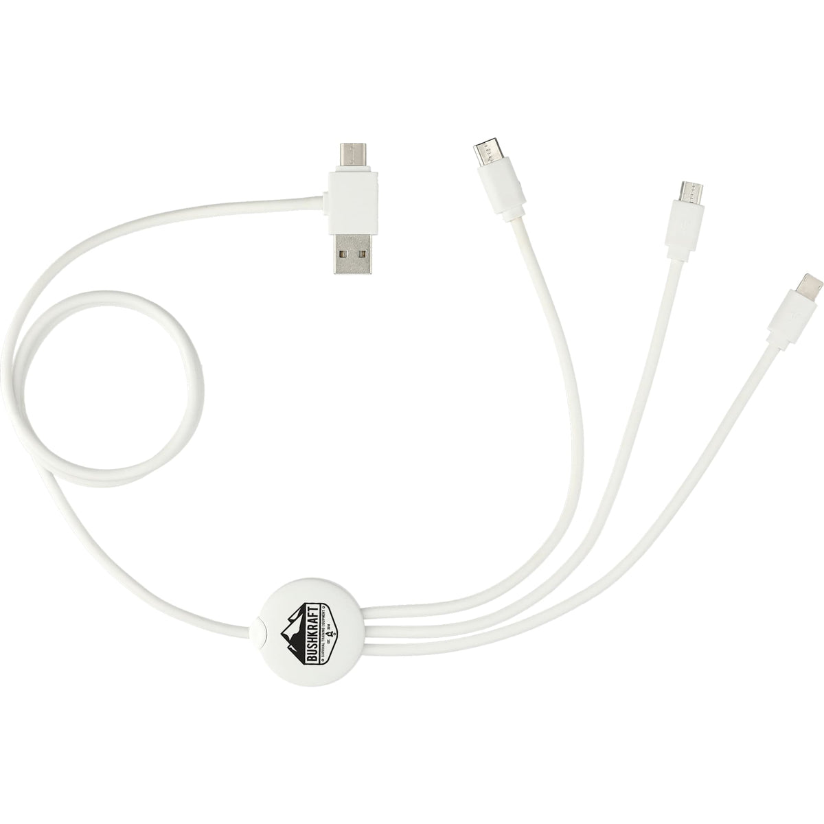Antimicrobial 5-in-1 Charging Cable, 39 Inch - White - Top