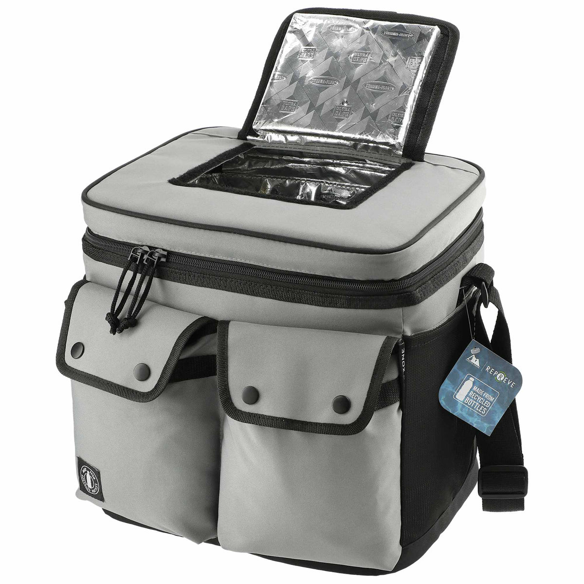 Arctic Zone Recycled Double Pocket Cooler, 24 Cans Transfer - Gray - Left Angle 2
