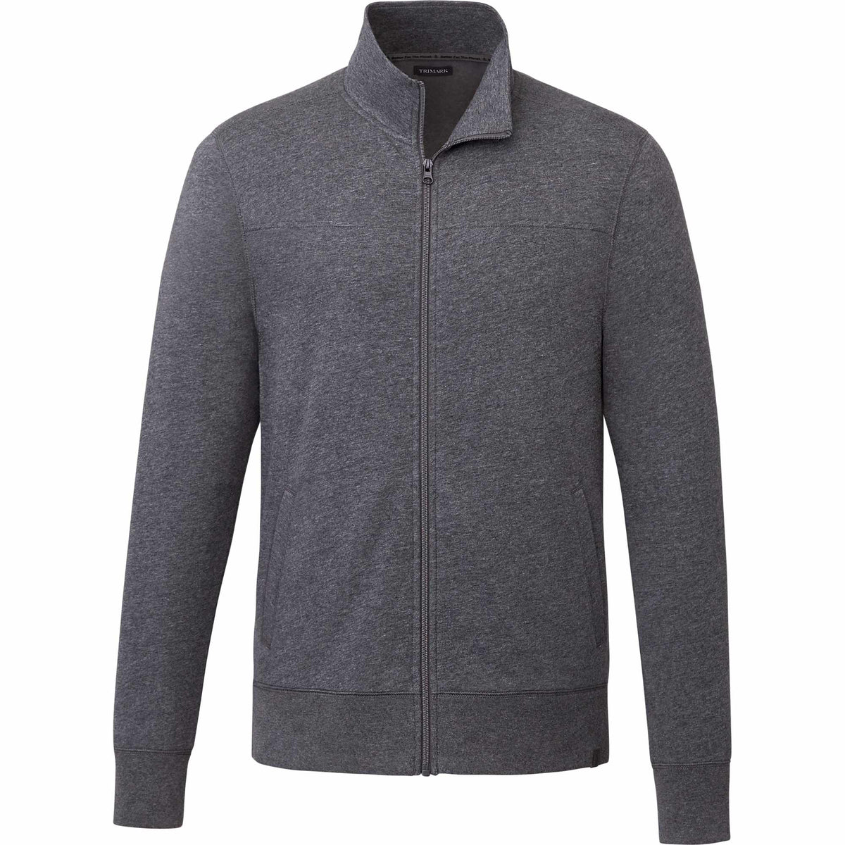 Argus Eco Fleece Full Zip Jacket for Men Embroidery - Heather Dark Charcoal - Front