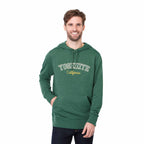 Argus Eco Fleece Pullover Hoodie for Men Embroidery - Juniper Heather - Front On Model 2