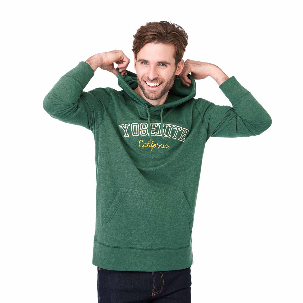 Argus Eco Fleece Pullover Hoodie for Men Embroidery - Juniper Heather - Front On Model