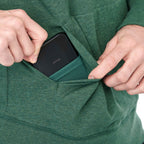 Argus Eco Fleece Pullover Hoodie for Men Transfer - Juniper Heather - Right Angle On Model Media