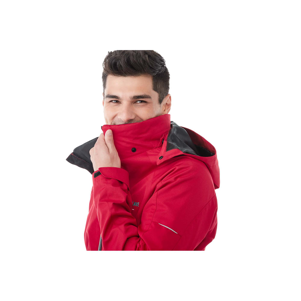 Arlington 3-in-1 Waterproof Jacket with Fleece Liner for Men Embroidery - Team Red/Heather Dark Charcoal - Flat 2