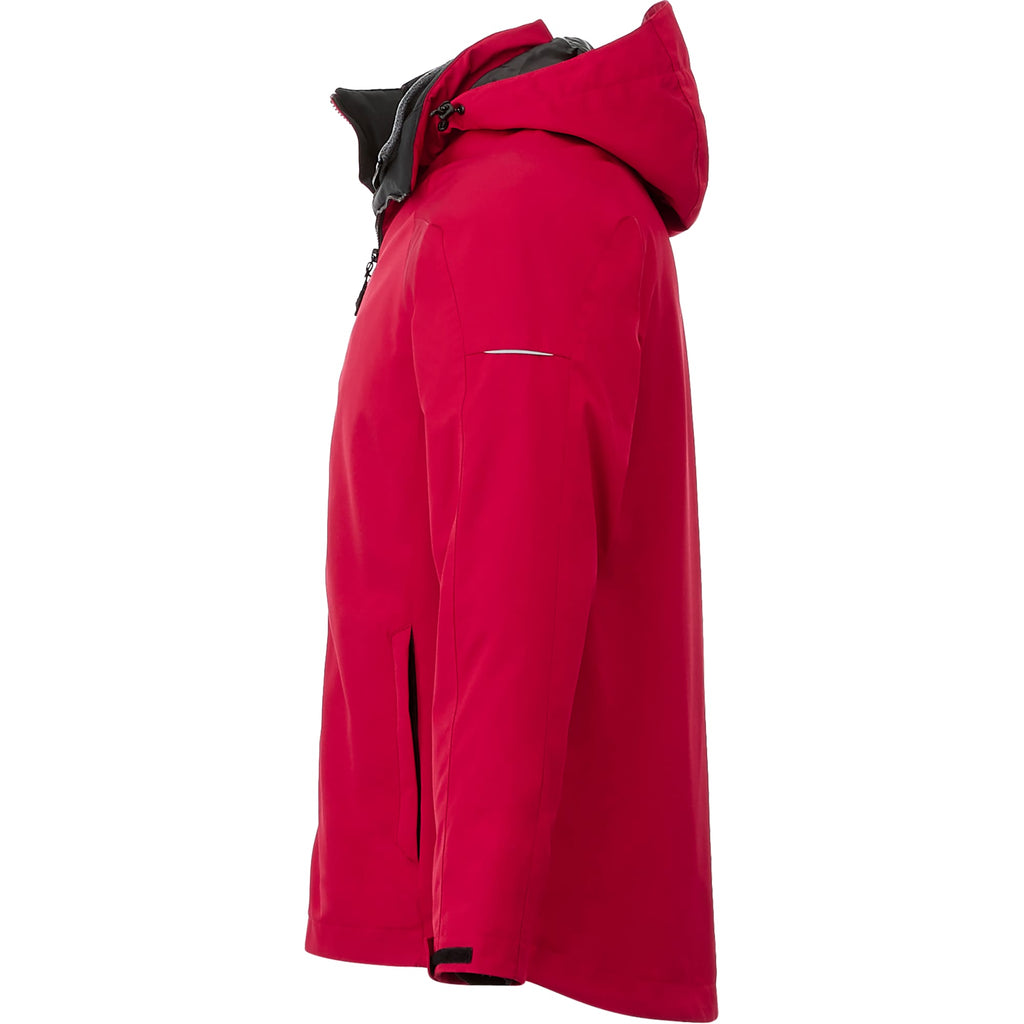 Arlington 3-in-1 Waterproof Jacket with Fleece Liner for Men Embroidery - Team Red/Heather Dark Charcoal - Left Side