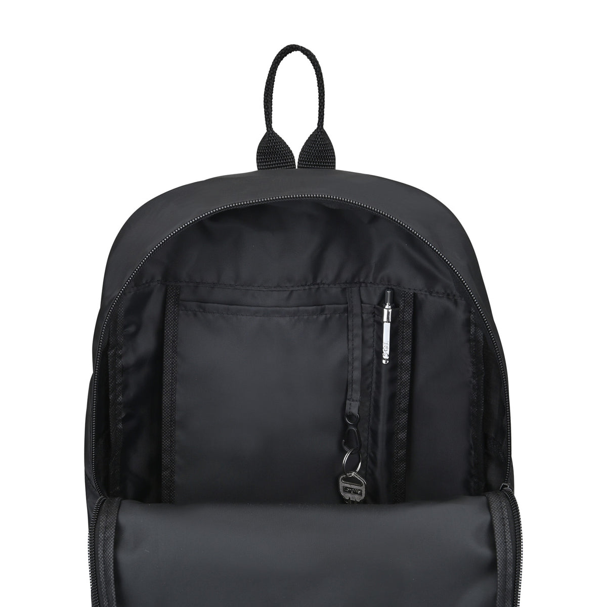 Arlo Recycled Backpack with Key Leash Embroidery - Black - View 3