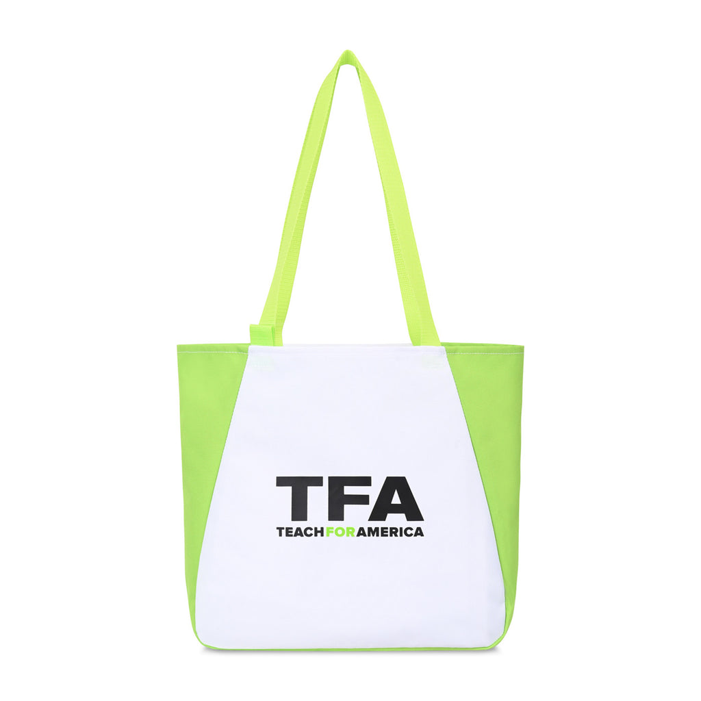 Arlo Recycled Tote Bag with Pen Loop Embroidery - Lime Green - View 2