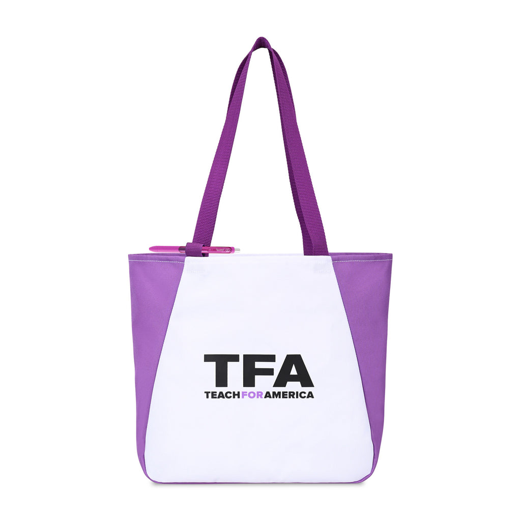 Arlo Recycled Tote Bag with Pen Loop Embroidery - Purple - View 1