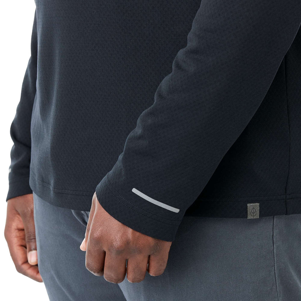 Asgard Eco Knit Quarter Zip for Men Embroidery - Black - Left Angle On Model Hem