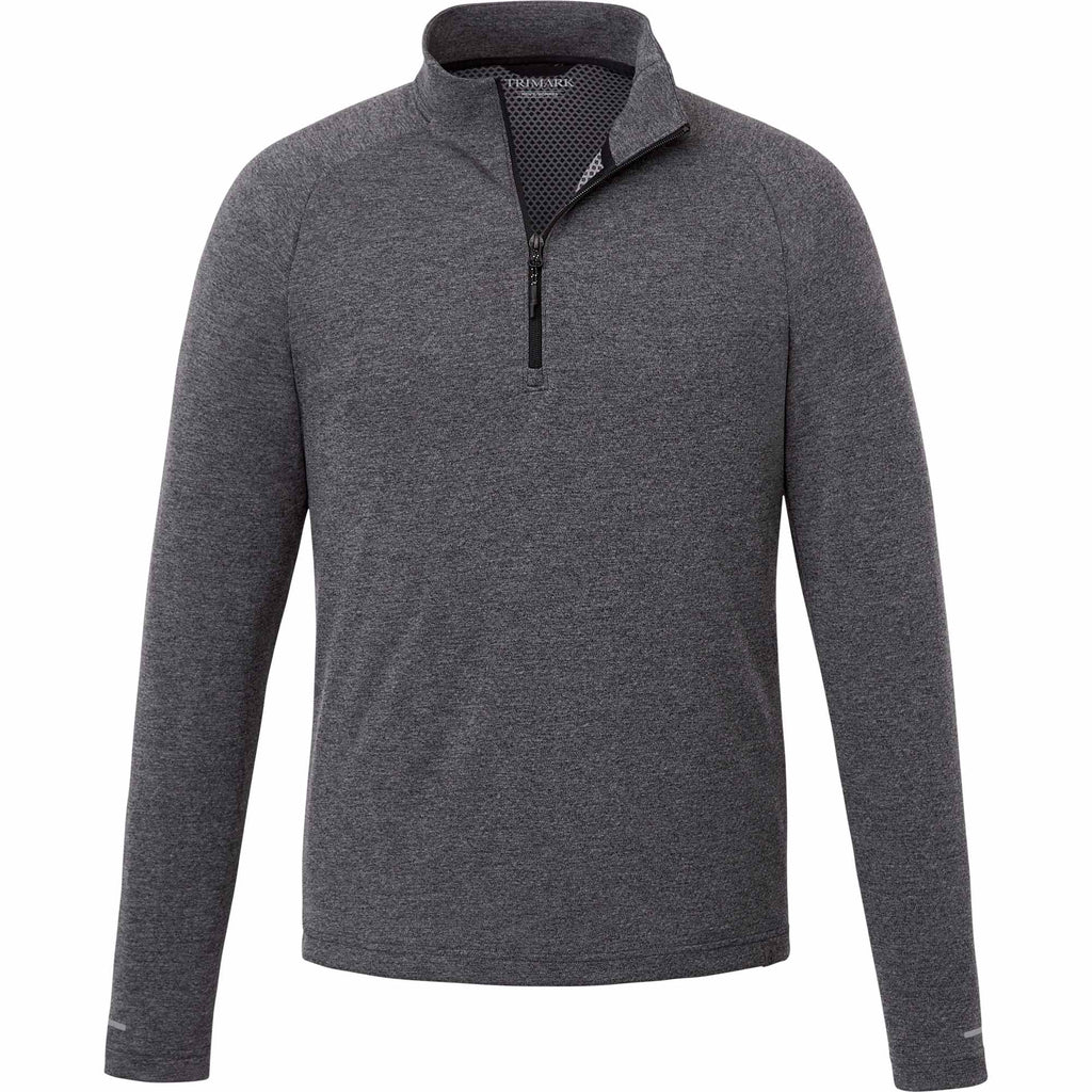 Asgard Eco Knit Quarter Zip for Men Embroidery - Heather Dark Charcoal - Front